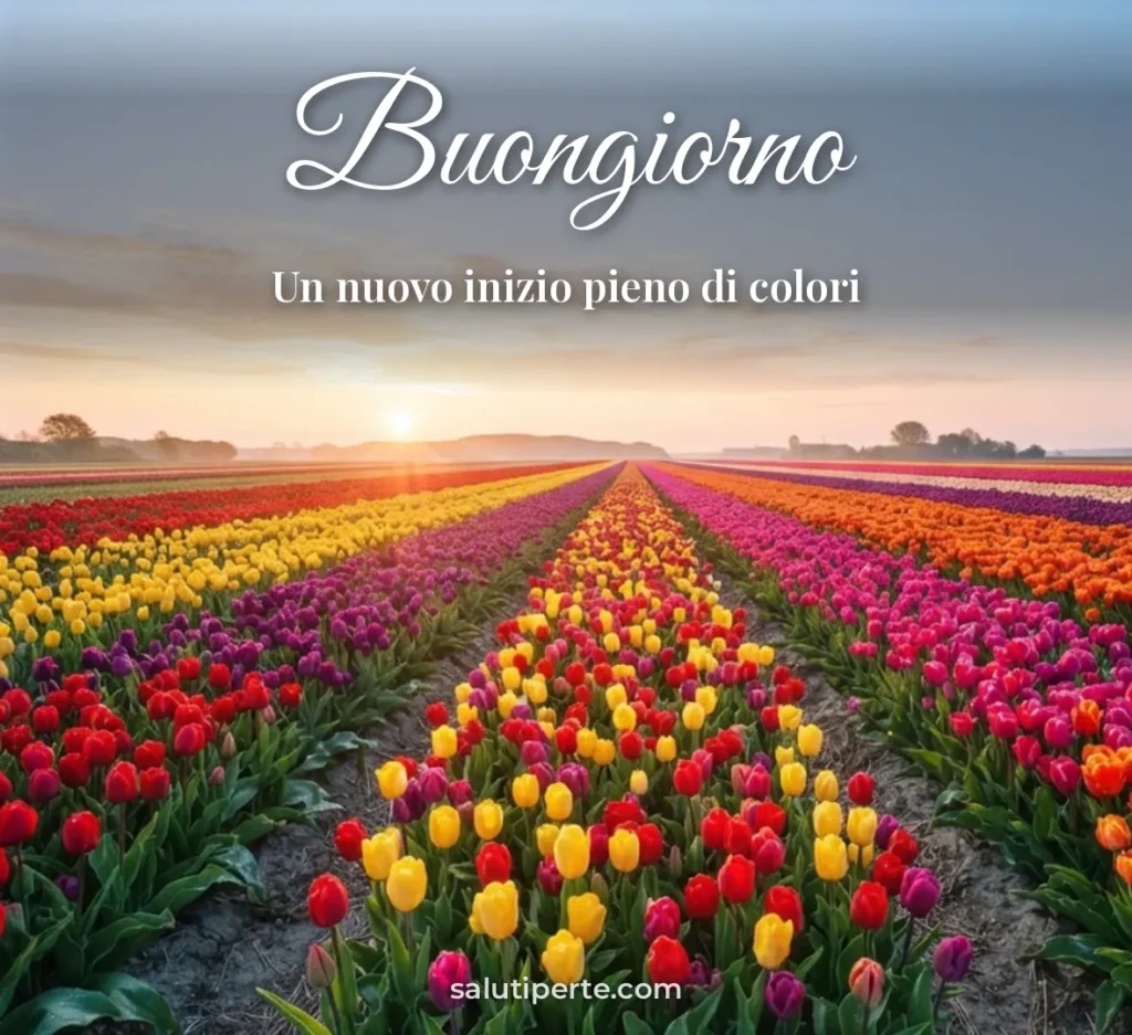 Campo di tulipani all'alba