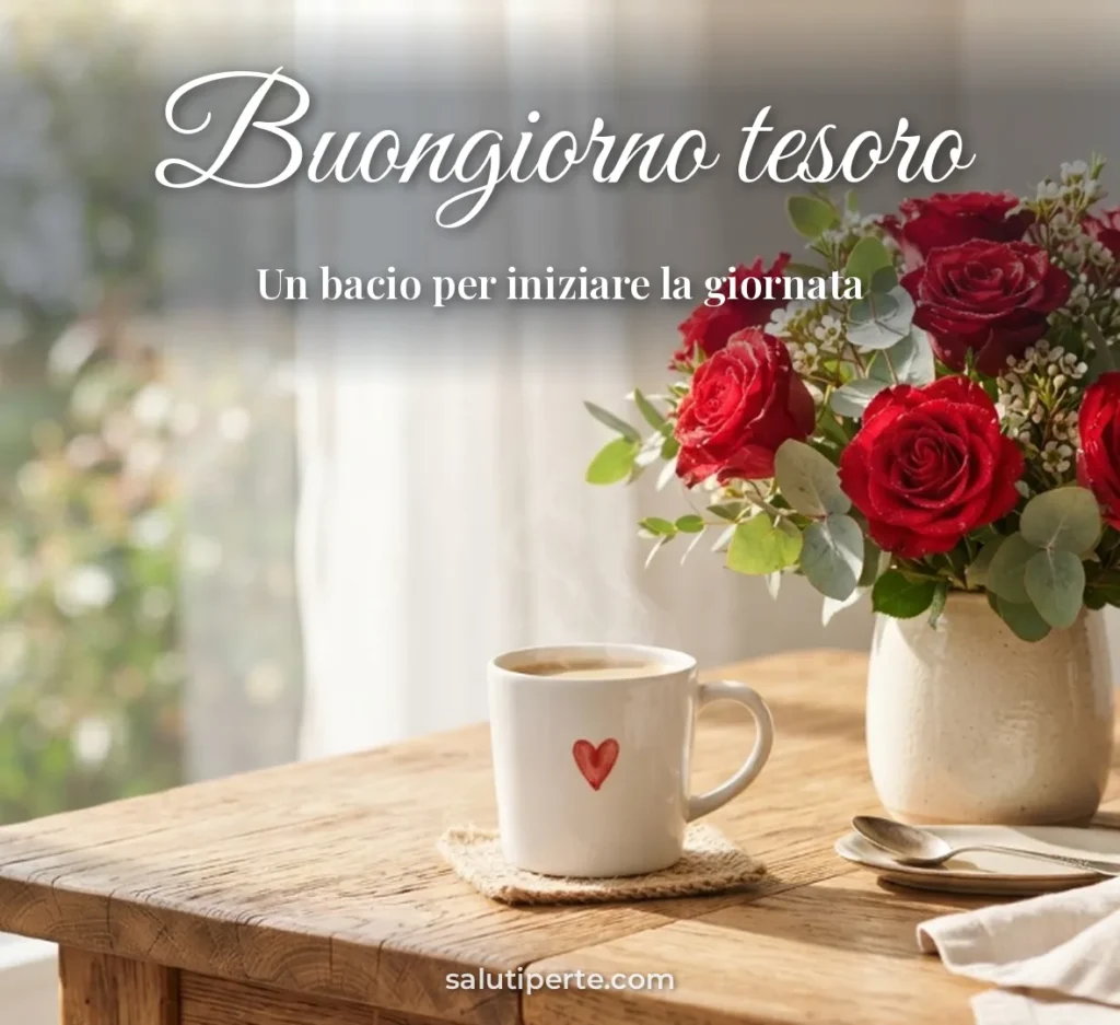 Tazza con cuore e rose rosse