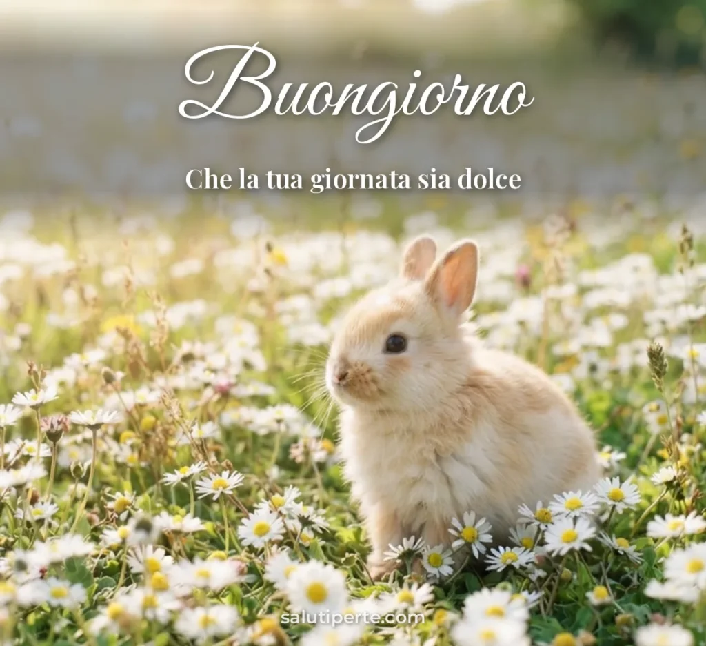 Coniglietto in un prato fiorito