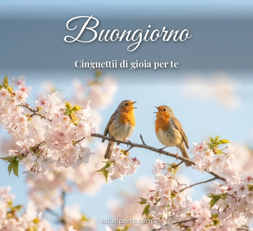 Uccellini su un ramo fiorito