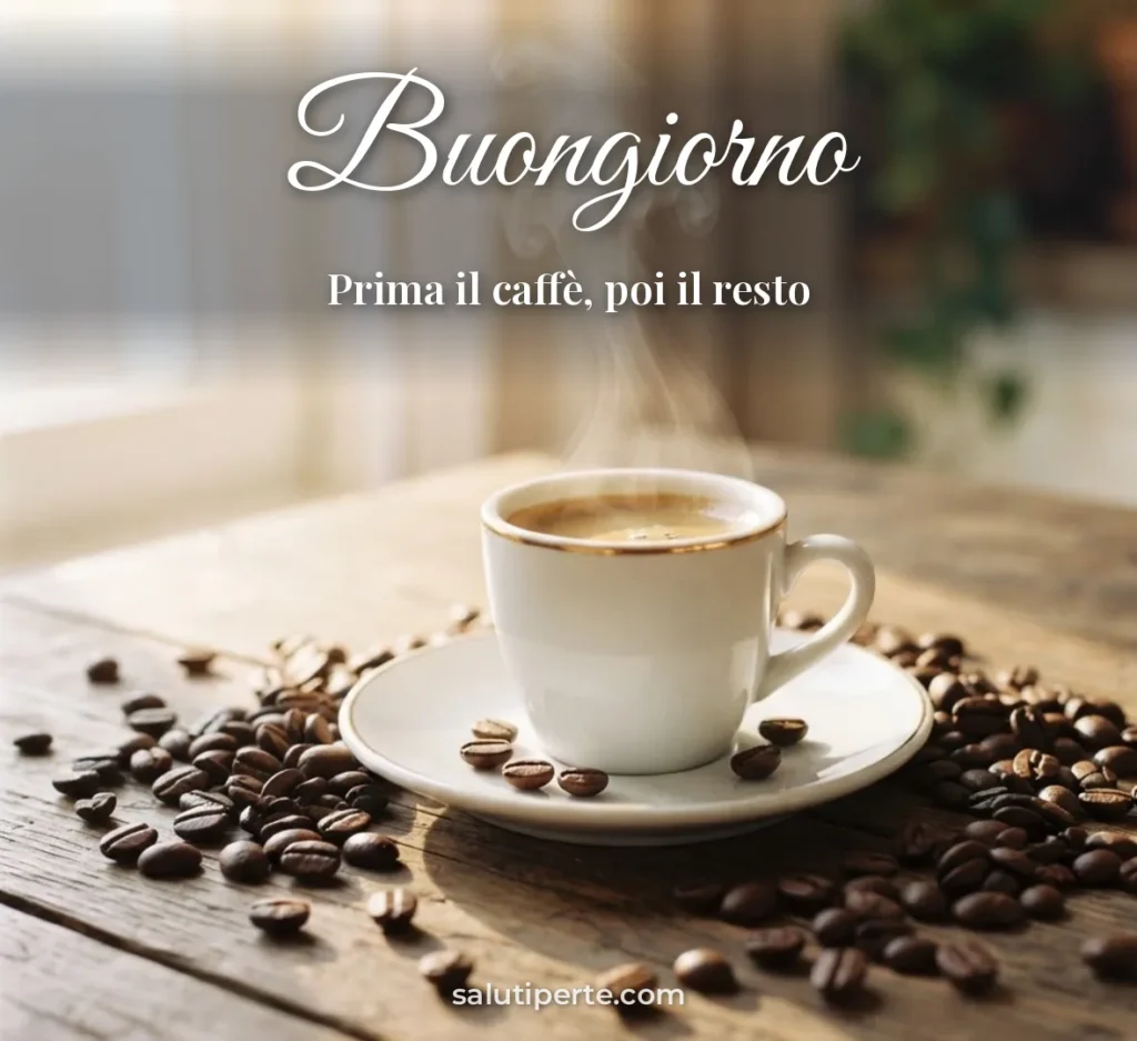 Tazzina di espresso con chicchi di caffè