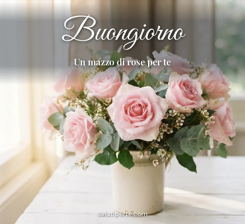 Mazzo di rose rosa con rugiada