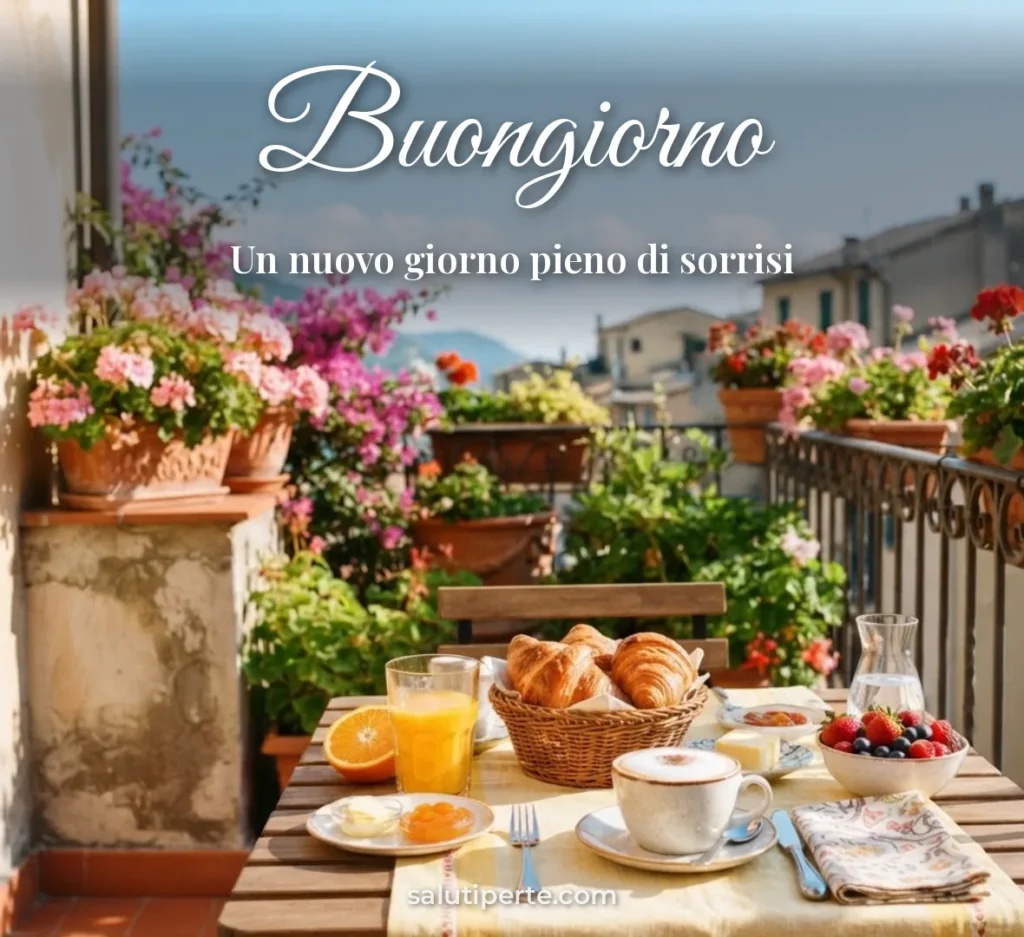 Colazione colorata sul balcone al mattino