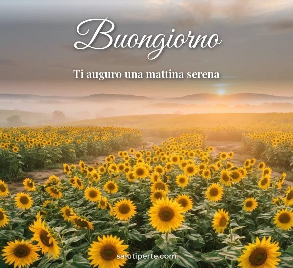 Campo di girasoli all'alba