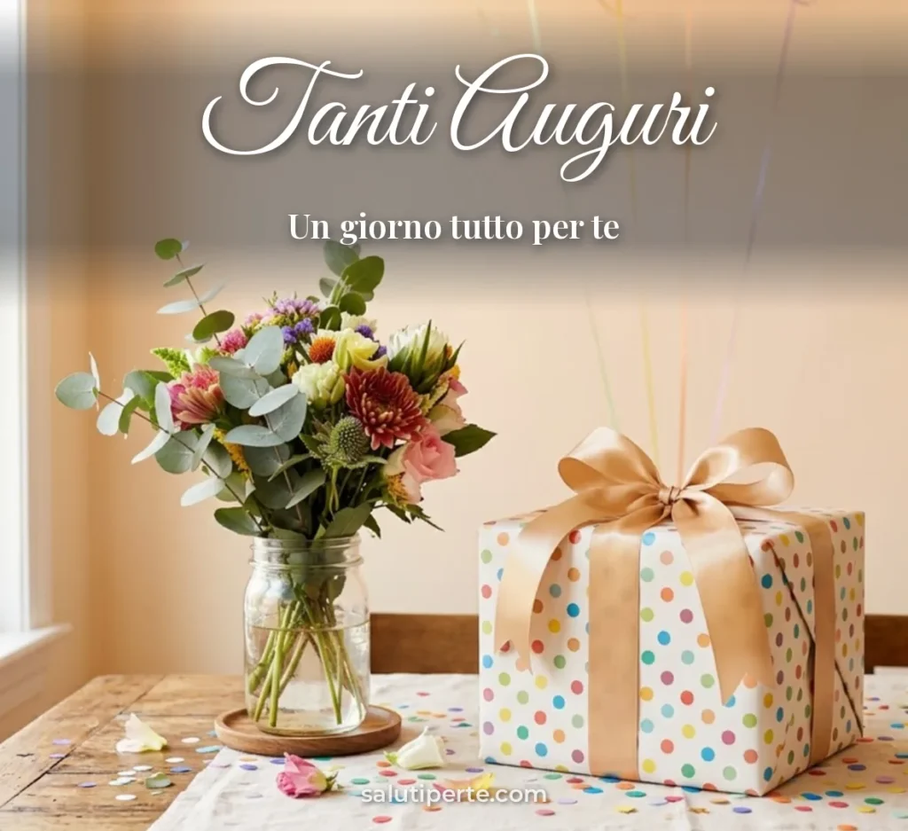 Regalo con fiocco e fiori